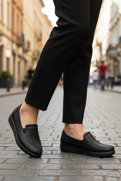 Siyah Anatomik Kadın Casual Ayakkabı - Resim 3