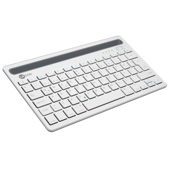 Lenovo Lecoo BK100 Bluetooth V3.0 Çoklu Cihaz Uyumlu Şarj Edilebilir Kablosuz Beyaz Türkçe Q Klavye ürün görseli 1