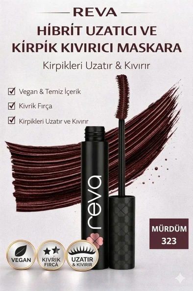 Uzatan Hibrit Maskara Mürdüm - Hybrid Length & Curl Mascara Prune - No: 323 - Vegan Temiz Içerik ürün görseli 1