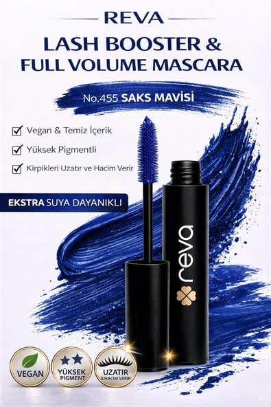 Lash Booster&Full Volume Color Maskara Sax Blue-Tam Hacim & Uzatan Renkli Maskara Sax Mavisi 455 ürün görseli 1