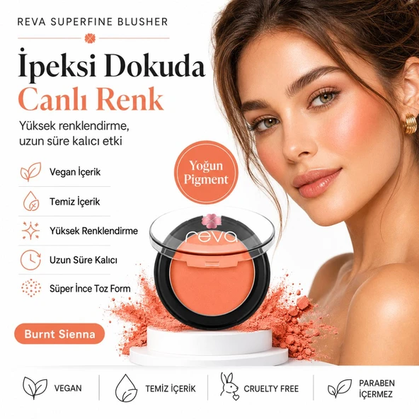 Superfine Blusher Burnt Sienna - Süper ince Toz Allık 7,5 gr - No: 702 - Vegan & Temiz İçerik ürün görseli 1