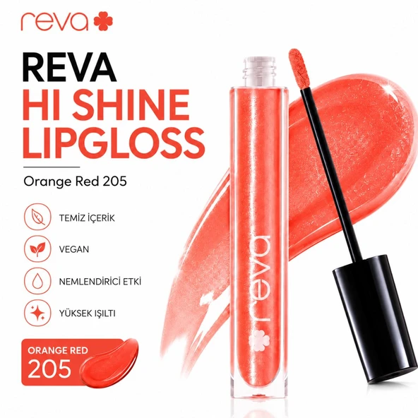 Işıltılı Dudak Parlatıcısı - Hi-shine Lip Gloss Orange Red - No: 205 - Vegan & Temiz Içerik ürün görseli 1