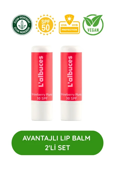 30 SPF Strawberry Plump Lip Balm 2’li Set – Dolgun Dudak & Koruma ürün görseli 1