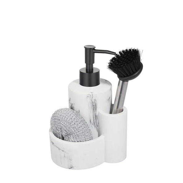 Polyester Sıvı Sabunluk, Süngerlik ve Lavabo Fırçası – Dekoratif & Dayanıklı ürün görseli 1