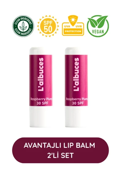 30 SPF Raspberry Plump Lip Balm 2’li Set – Dolgun Dudak & Koruma ürün görseli 1