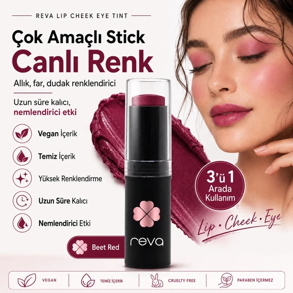 Çok Amaçlı Stick Allık, Far, Dudak Renklendirici & Lip Cheek Eye Tint-vegan & Temiz Içerikrv112 ürün görseli 1