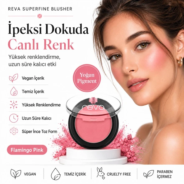 Superfine Blusher Flamingo Pink - Süper ince Toz Allık 7,5 gr - No: 703 - Vegan & Temiz İçerik ürün görseli 1