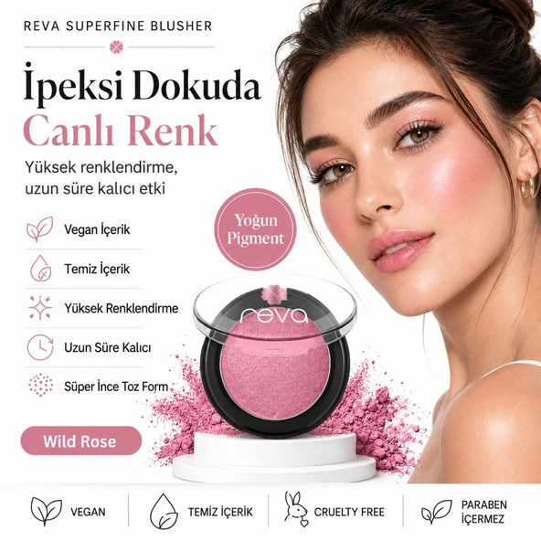 Superfine Blusher Wild Rose - Süper ince Toz Allık 7,5 gr - No: 705 - Vegan & Temiz İçerik ürün görseli 1