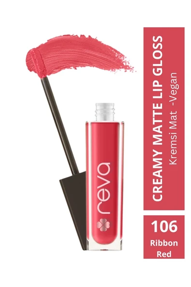 Creamy Matte Lip Ribbon Red - Mat Krem Dudak Parlatıcısı - No: 106 - Vegan & Temiz Içerik ürün görseli 1