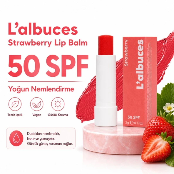 50 SPF Strawberry Lip Balm – Nemlendirici ve Güneş Koruyucu Dudak Bakımı ürün görseli 1