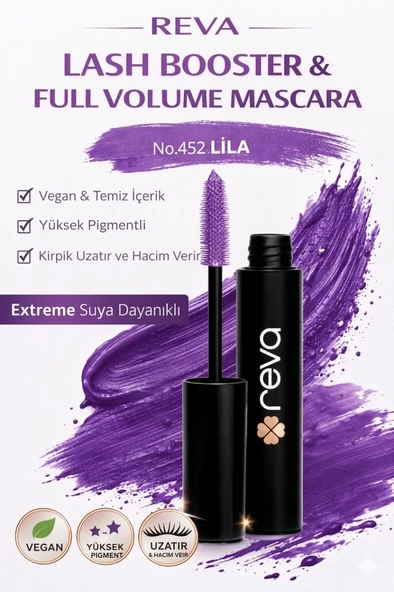 Lash Booster & Full Volume Color Maskara Lila-Tam Hacim & Uzatan Renkli Maskara Lila 452 ürün görseli 1
