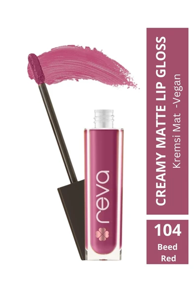 Creamy Matte Lip Gloss Beet Red - Mat Krem Dudak Parlatıcısı - No: 104 - Vegan & Temiz Içerik ürün görseli 1