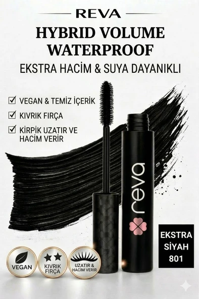 Hacim Veren Hibrit Maskara - Hybrid Volume Mascara Extra Black - No: 801 - Vegan & Temiz Içerik ürün görseli 1