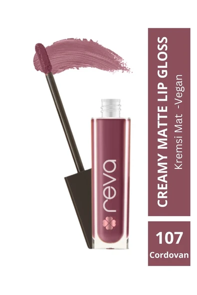 Creamy Matte Lip Gloss Cordovan - Mat Krem Dudak Parlatıcısı - No: 107 - Vegan & Temiz Içerik ürün görseli 1