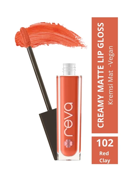 Creamy Matte Lip Gloss Red Clay - Mat Krem Dudak Parlatıcısı - No: 102 - Vegan & Temiz İçerik ürün görseli 1