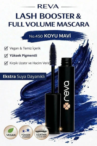 Lash Booster & Full Volume Color Mascara -Tam Hacim & Uzatan Renkli Maskara Koyu Mavi 450 ürün görseli 1