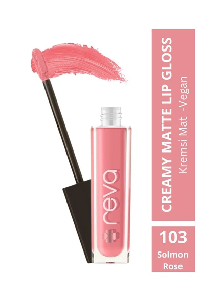Creamy Matte Lip Gloss Solmon Rose - Mat Krem Dudak Parlatıcısı - No:103 - Vegan & Temiz Içerik ürün görseli 1