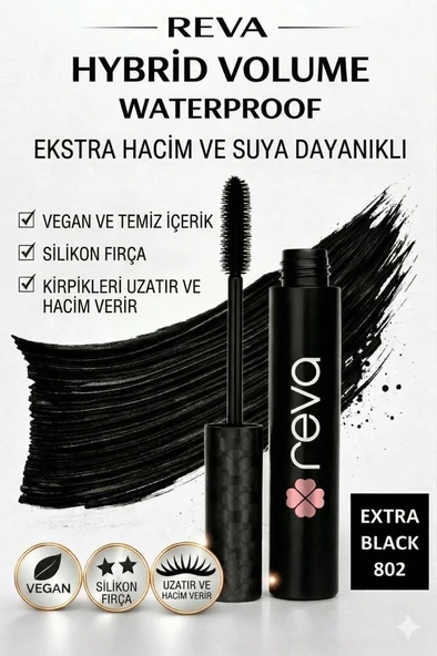 Hacim Veren Hibrit Maskara - Hybrid Volume Mascara Black - No: 802 - Vegan & Temiz Içerik ürün görseli 1