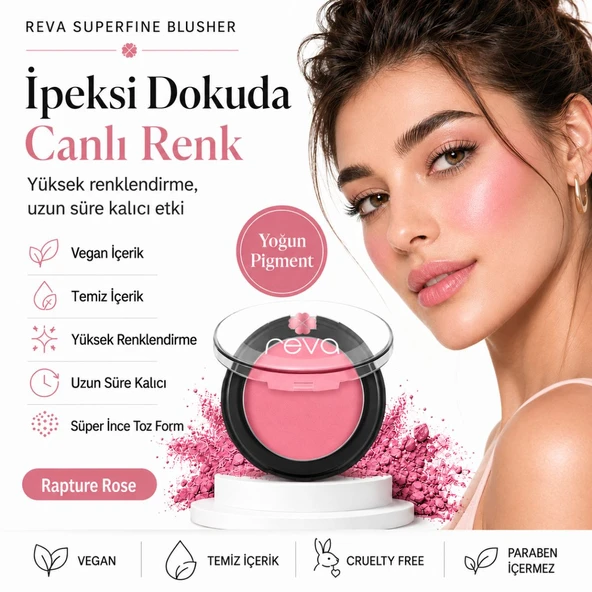 Süper Ince Toz Allık - Superfine Blusher Rapture Rose - No: 701 - Vegan & Temiz Içerik ürün görseli 1