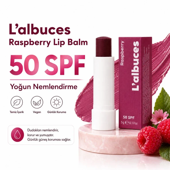 50 SPF Raspberry Lip Balm – Yüksek Koruma ve Nemlendirici Etki ürün görseli 1