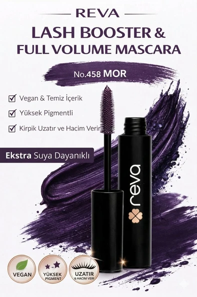 Lash Booster & Full Volume Color Maskara Prune-Tam Hacim & Uzatan Renkli Maskara Mor 458 ürün görseli 1