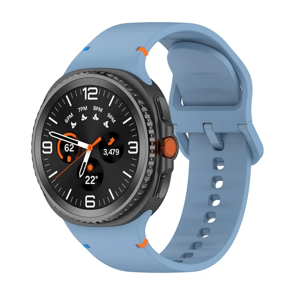 Samsung Galaxy Watch 8 Classic 47mm İle Uyumlu Metal Tokalı Spor Silikon Kordon  Mavi ürün görseli 1