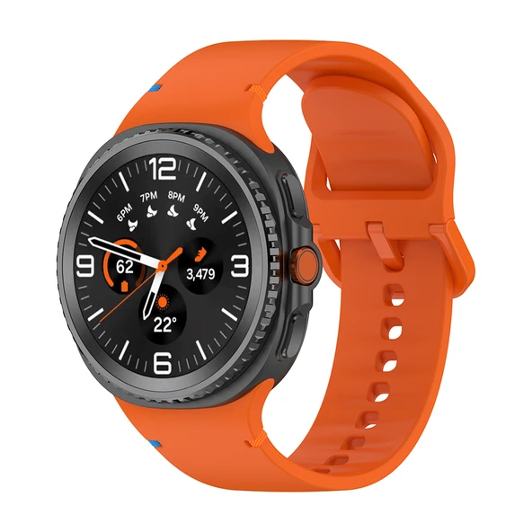 Samsung Galaxy Watch 8 Classic 47mm İle Uyumlu Metal Tokalı Spor Silikon Kordon  Turuncu ürün görseli 1