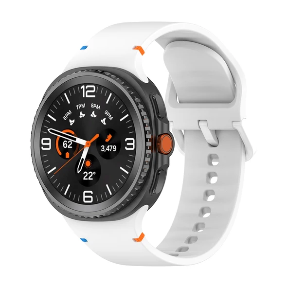 Samsung Galaxy Watch 8 Classic 47mm İle Uyumlu Metal Tokalı Spor Silikon Kordon  Beyaz ürün görseli 1