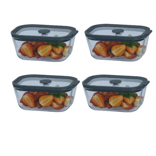 Sızdırmaz Cam Kapaklı Saklama Kabı 470 ML – 4’lü Set ürün görseli 1