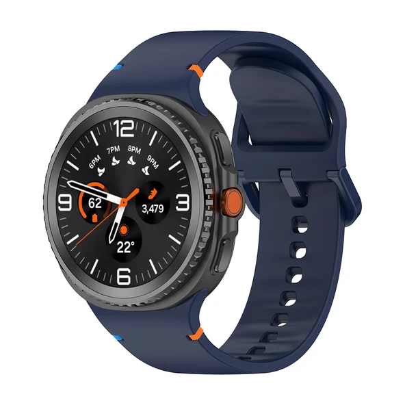 Samsung Galaxy Watch 8 Classic 47mm İle Uyumlu Metal Tokalı Spor Silikon Kordon  Lacivert ürün görseli 1