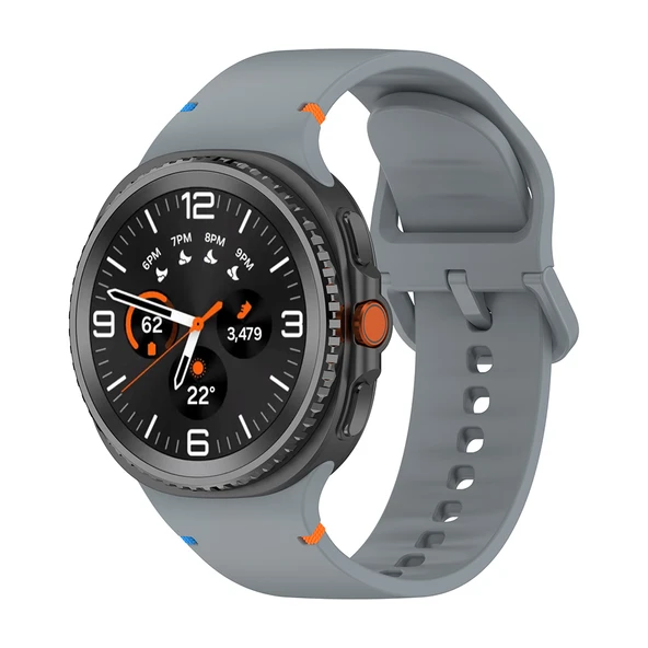 Samsung Galaxy Watch 8 Classic 47mm İle Uyumlu Metal Tokalı Spor Silikon Kordon  Gri ürün görseli 1