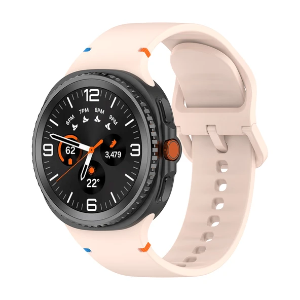 Samsung Galaxy Watch 8 Classic 47mm İle Uyumlu Metal Tokalı Spor Silikon Kordon  Pembe ürün görseli 1