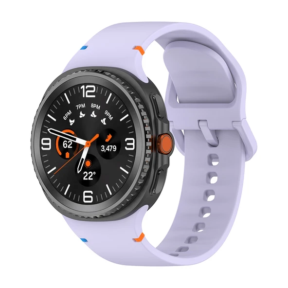Samsung Galaxy Watch 8 Classic 47mm İle Uyumlu Metal Tokalı Spor Silikon Kordon  Lila ürün görseli 1