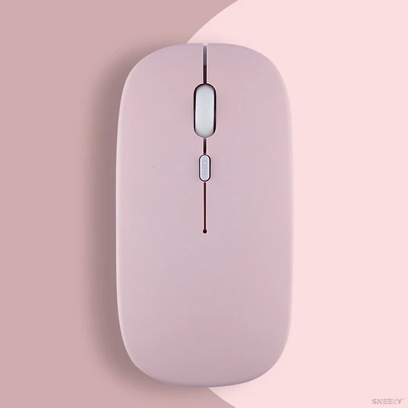 Huawei Tablet Şarj Edilebilir Sessiz Mouse Bluetooth + 2.4Hz Wifi Kablosuz Mouse Fare  Pembe ürün görseli 1