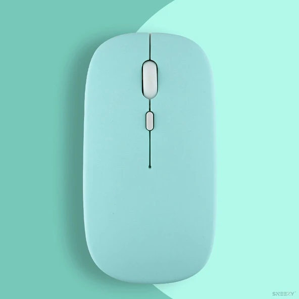 Huawei Tablet Şarj Edilebilir Sessiz Mouse Bluetooth + 2.4Hz Wifi Kablosuz Mouse Fare  Turkuaz ürün görseli 1