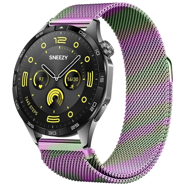 Huawei Watch GT4 46mm Uyumlu Manyetik Milanese Loop Metal Kordon  Rainbow ürün görseli 1