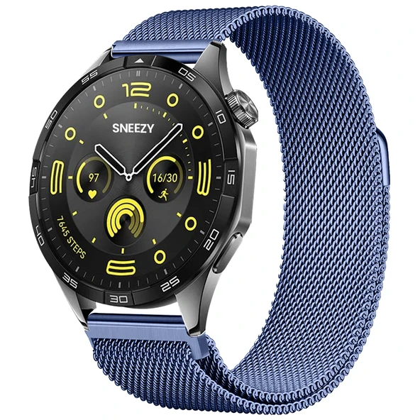 Huawei Watch GT4 46mm Uyumlu Manyetik Milanese Loop Metal Kordon  Lacivert ürün görseli 1