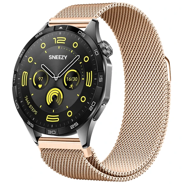 Huawei Watch GT4 46mm Uyumlu Manyetik Milanese Loop Metal Kordon  Rose Gold ürün görseli 1