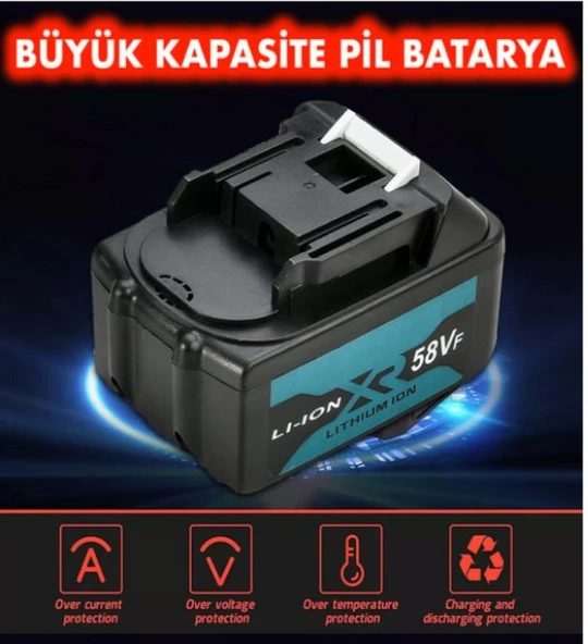58 vf Oto Araç yıkama Şarjlı Matkap Assur Dawreek 10 pilli Yedek Batarya 3.0Ah 3000mAh ürün görseli 1