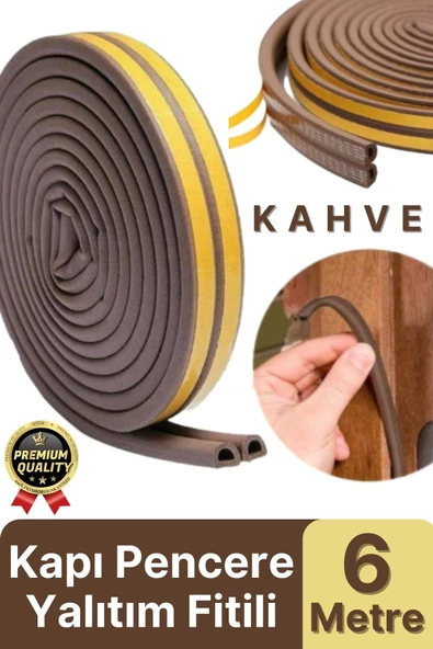 Güçlü Kendinden Yapışkanlı Kapı Pencere Soğuk Hava Geçirmez Yalıtım İzolasyon Kahve Fitil 6 Metre ürün görseli 1