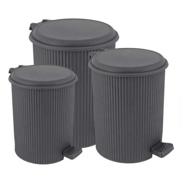 Omnipazar ELF-N320 Nostalji 3 Boy Plastik Pedallı Çöp Kovası ürün görseli 1