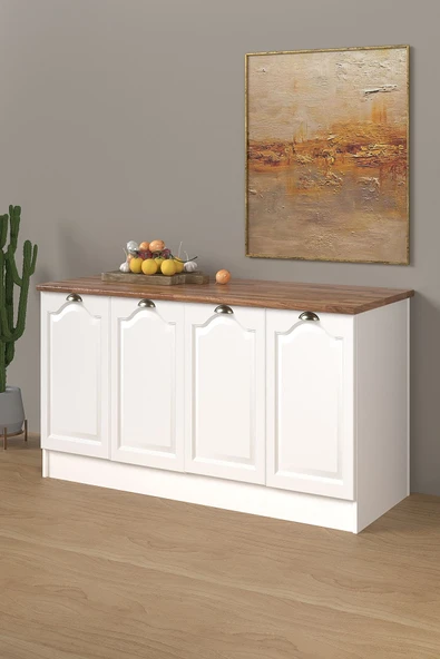 160 Cm %100 MDF Greena White Ada Mutfak, Modern Mutfak Adası, Mutfak Yemek Masası, Bar Masası ürün görseli 1
