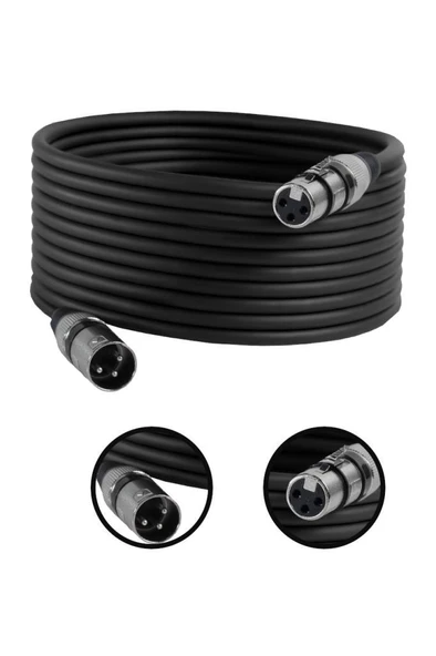 Midex MXL-15M-BK Kaliteli XLR TO XLR 15 mt. Mikrofon Kablosu ürün görseli 1