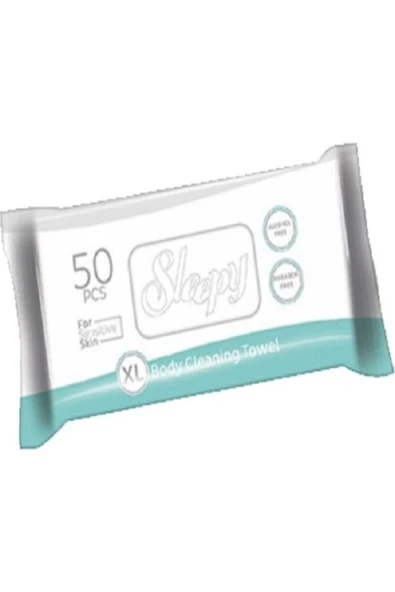 Sleepy Hassas Ciltlere Özel Xl 50 Yaprak Vücut Temizleme Mendili X 6 Paket ürün görseli 1