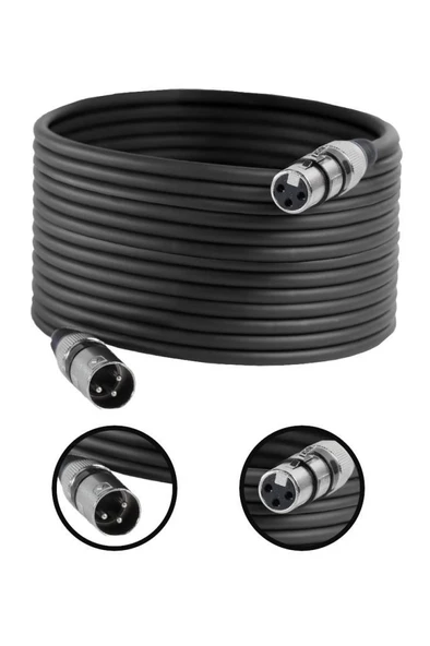 Midex MXL-20M-BK Kaliteli XLR TO XLR 20 mt. Mikrofon Kablosu ürün görseli 1