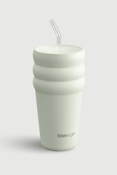 Stevig 3 Bubble Two-Cap Straw Tumbler Çelik Termos 600 ML Lightest Sky ST-247 ürün görseli 1