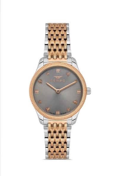 Ferro FL21512AWT-E4 Quartz Çelik Rose Gri 30 mm Kadın Kol Saati ürün görseli 1