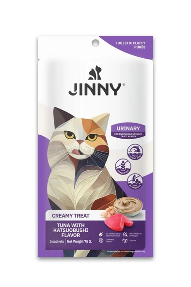 Jinny Creamy Treat Urinary Tuna ve Palamut Etli Kedi Ödülü 5X15GR ürün görseli 1
