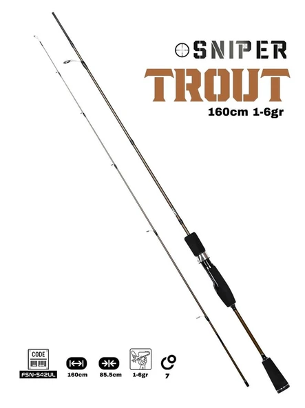 Fujin Sniper Trout 160cm 1-6gr Trout Kamışı Brown ürün görseli 1