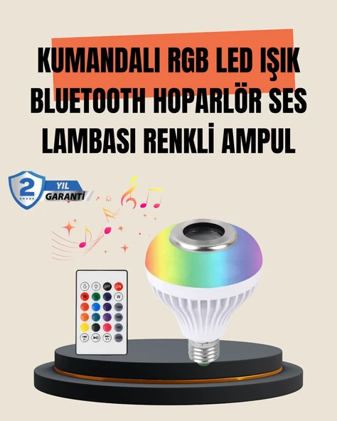 12W LED Ampul – Renkli Işık ve Dahili Hoparlör Özellikli ürün görseli 1